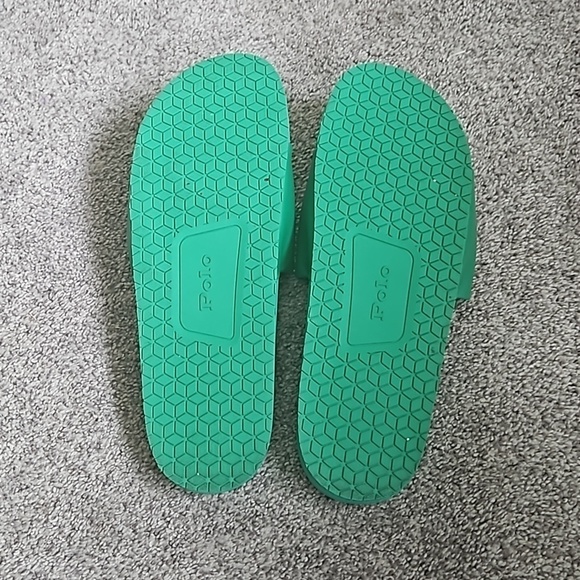 Ralph Lauren Polo Men\'s Slides Green  with Navy  Horse Sz 12 Preowned main image 4